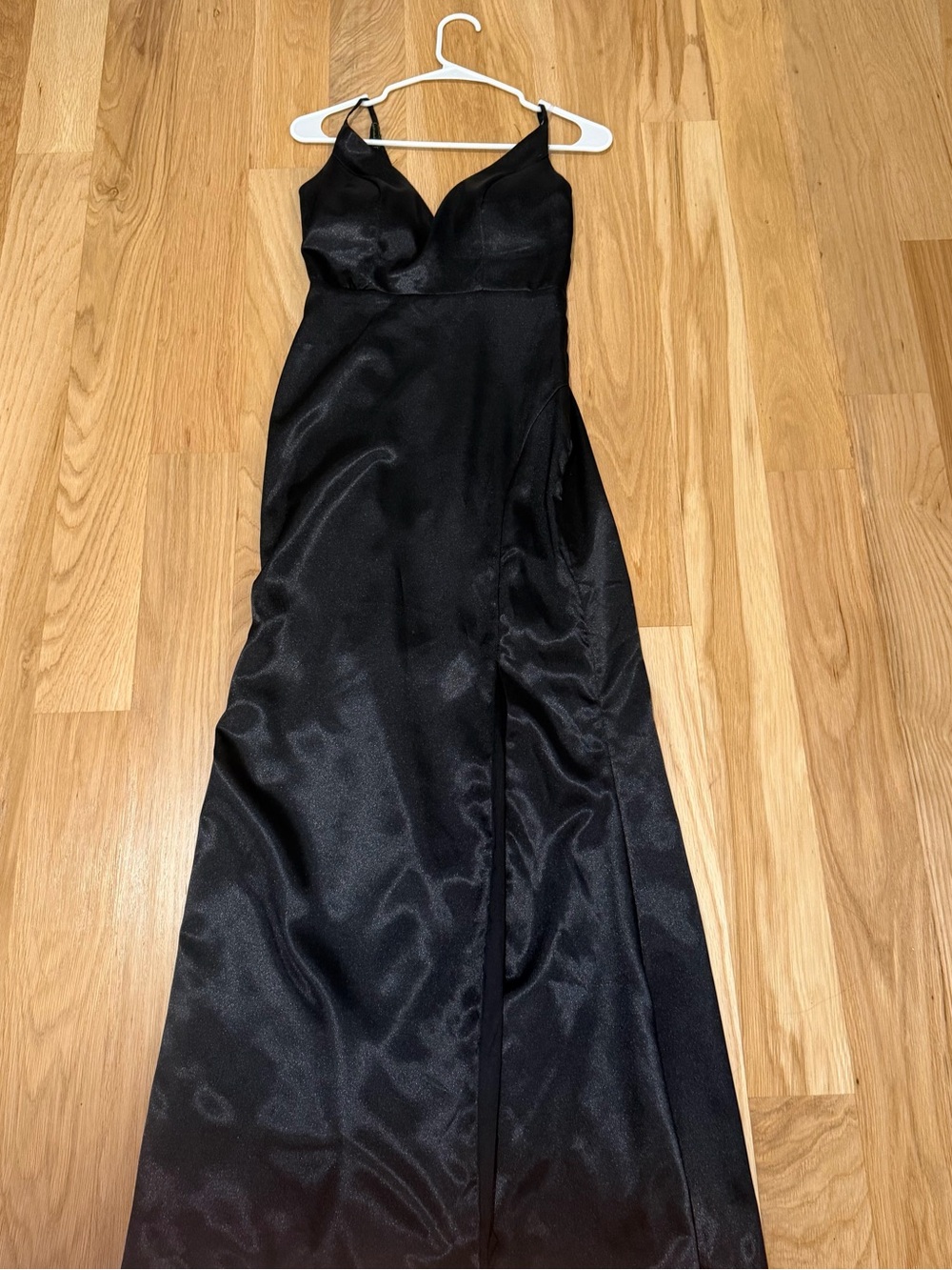 Jump Black Satin Maxi Dress with V-Neck